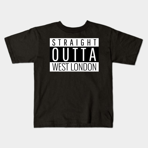 Straight Outta West London UK United Kingdom England Design Kids T-Shirt by Created by JR